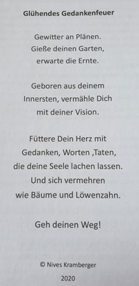 Glühendes Gedankenfeuer - Gedicht von Nives Kramberger